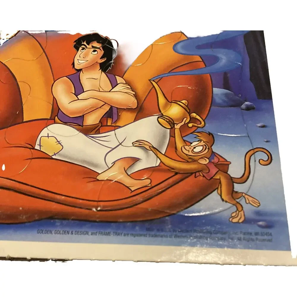 Disney Aladdin Genie Abu Golden Frame Tray VTG Puzzle‎ 8 X 11 Golden Books